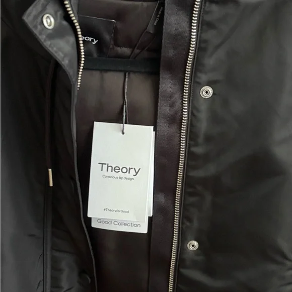 Theory Black Aero Nylon Puffer Jacket